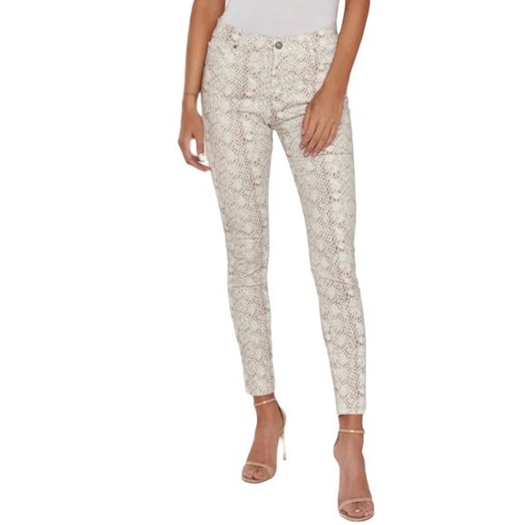 AG Jeans Ivory Python Farrah Skinny Jeans - Picture 5 of 9